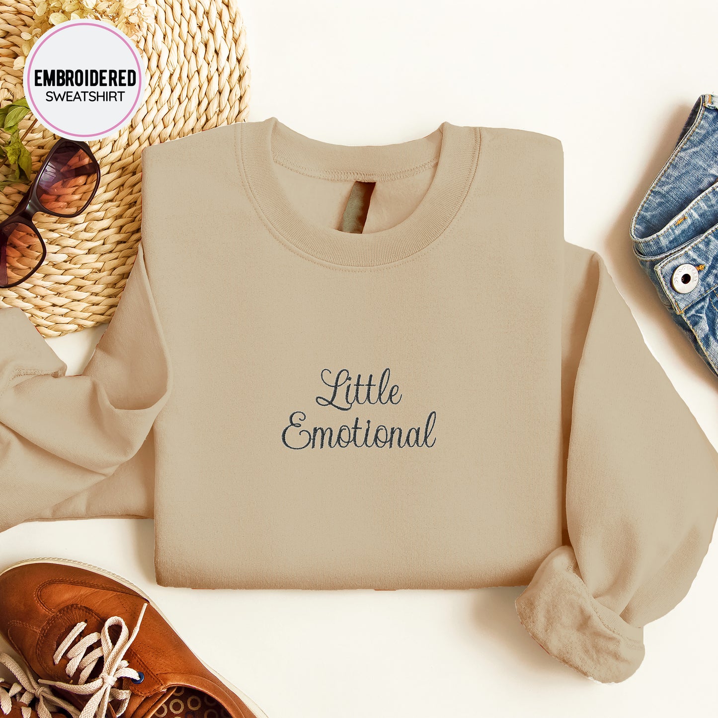 A Little Emotional Embroidered Sweatshirt,