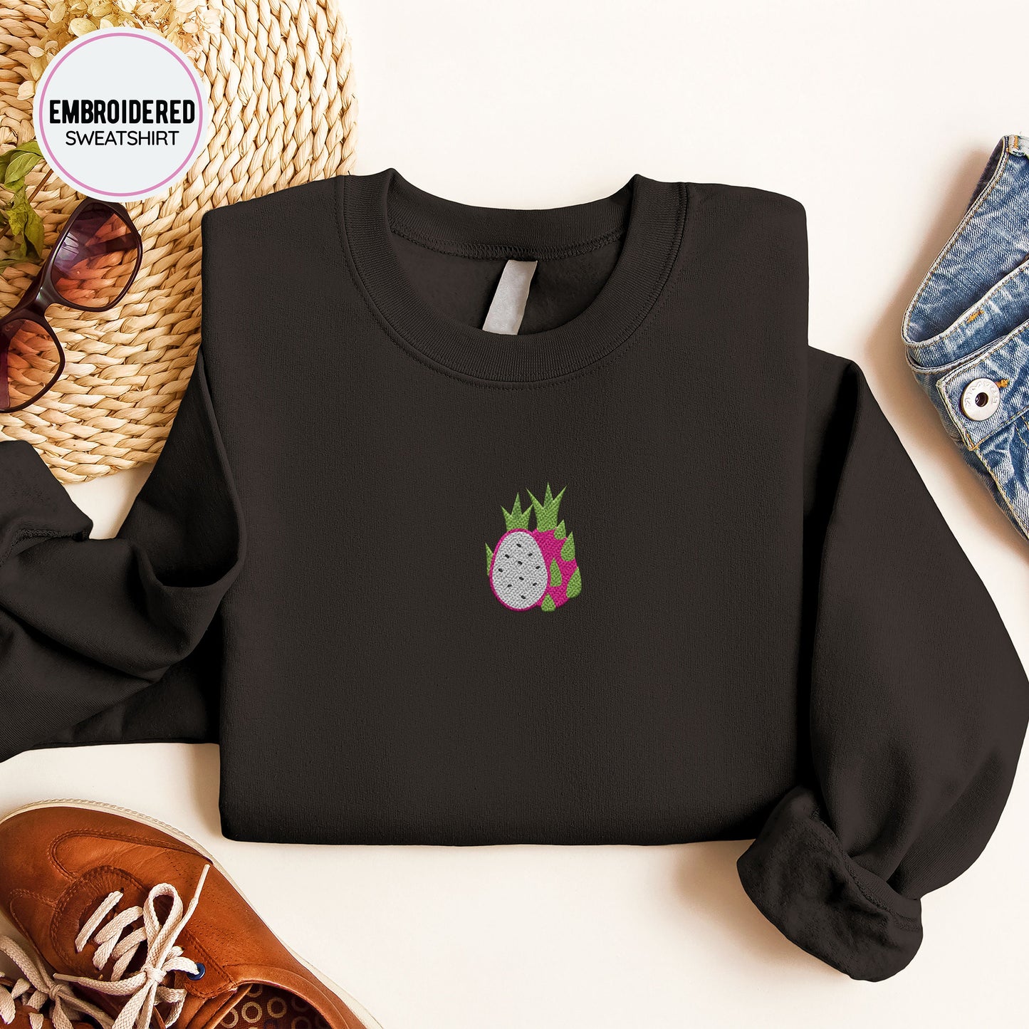 Dragon Fruit Embroidery Sweatshirt