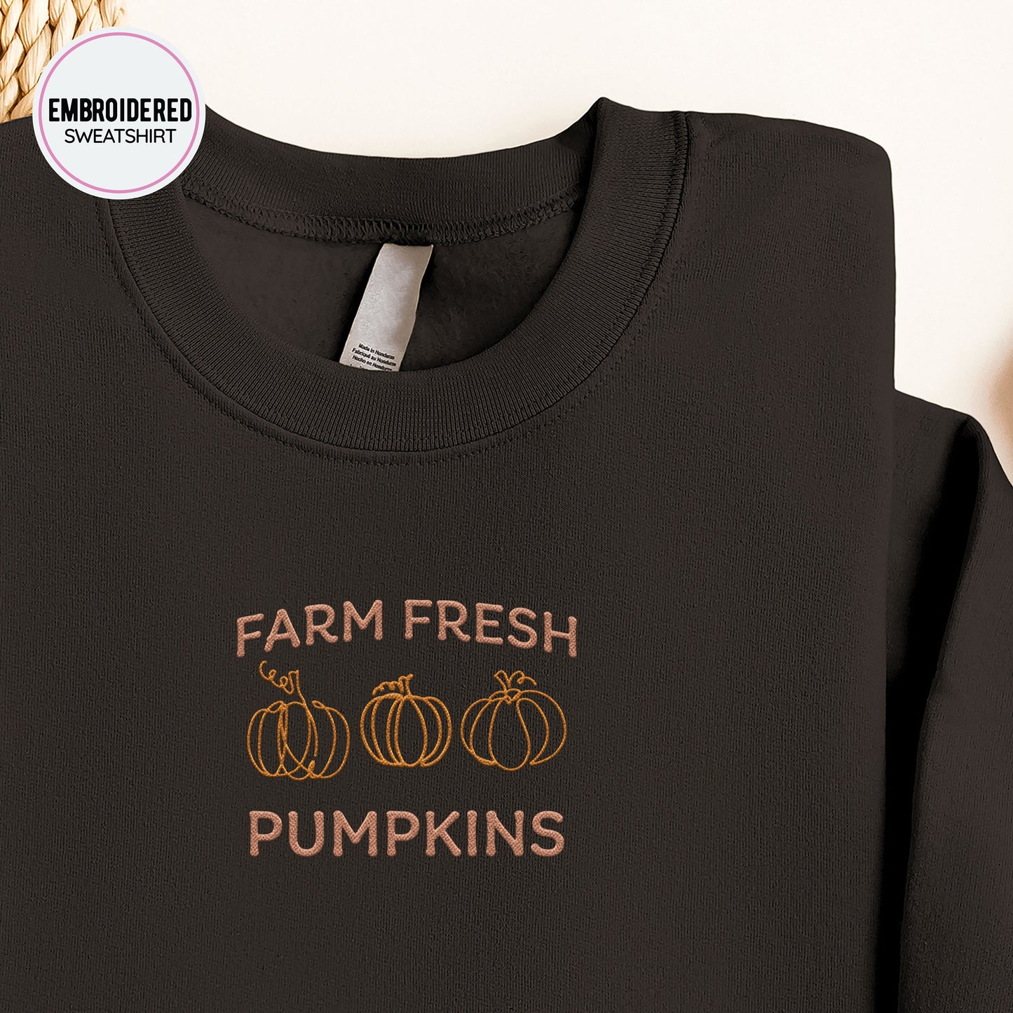 Farm Pumpkins Embroidery Sweatshirt