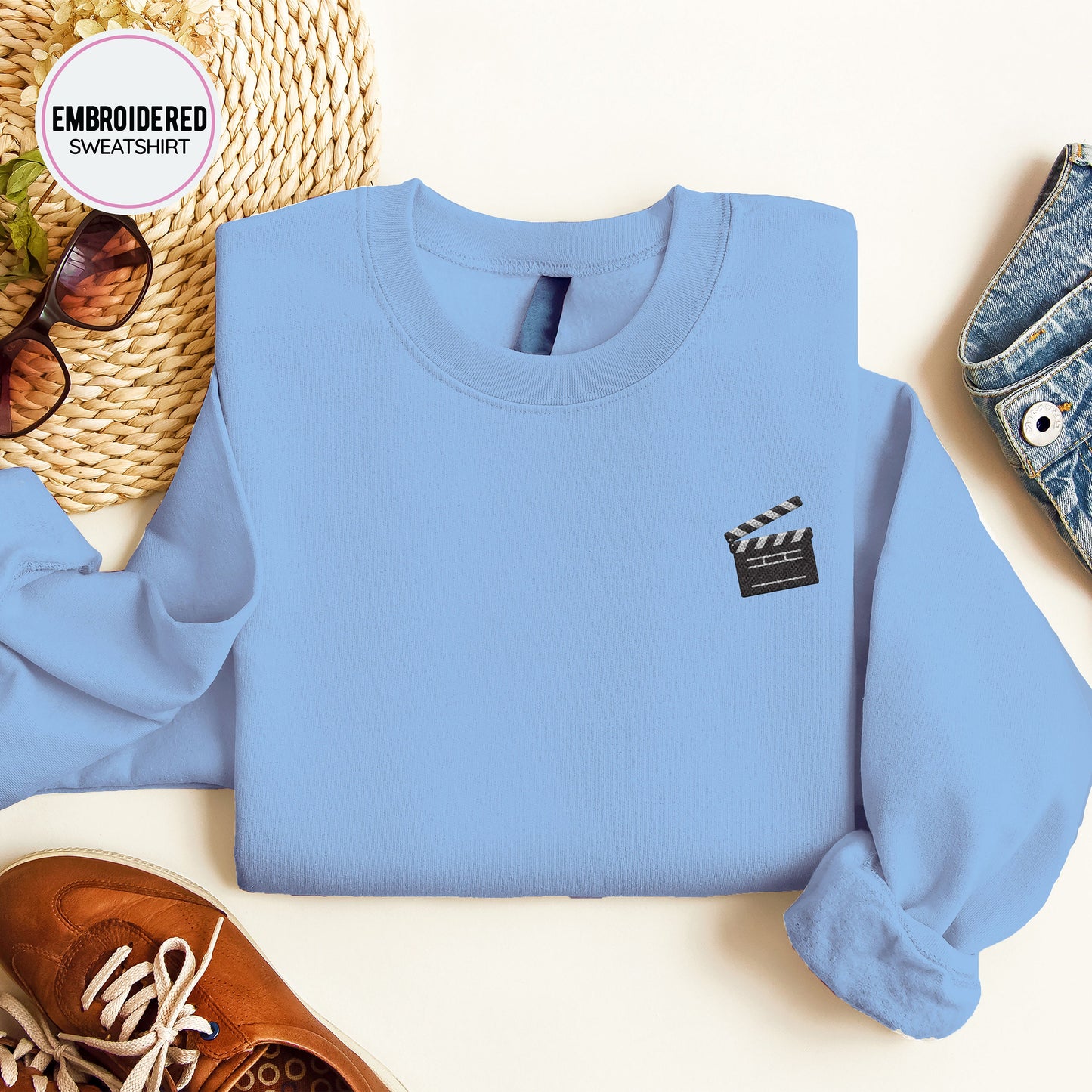Clapperboard Embroidery Sweatshirt