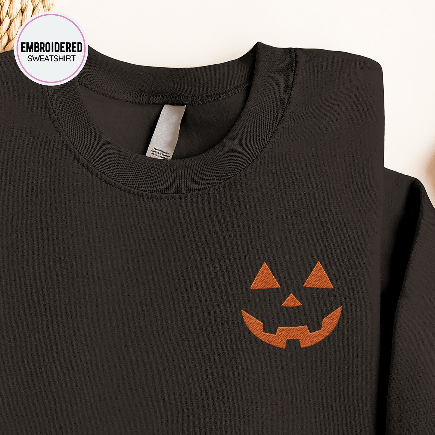 Pumpkin Face Embroidery Sweatshirt