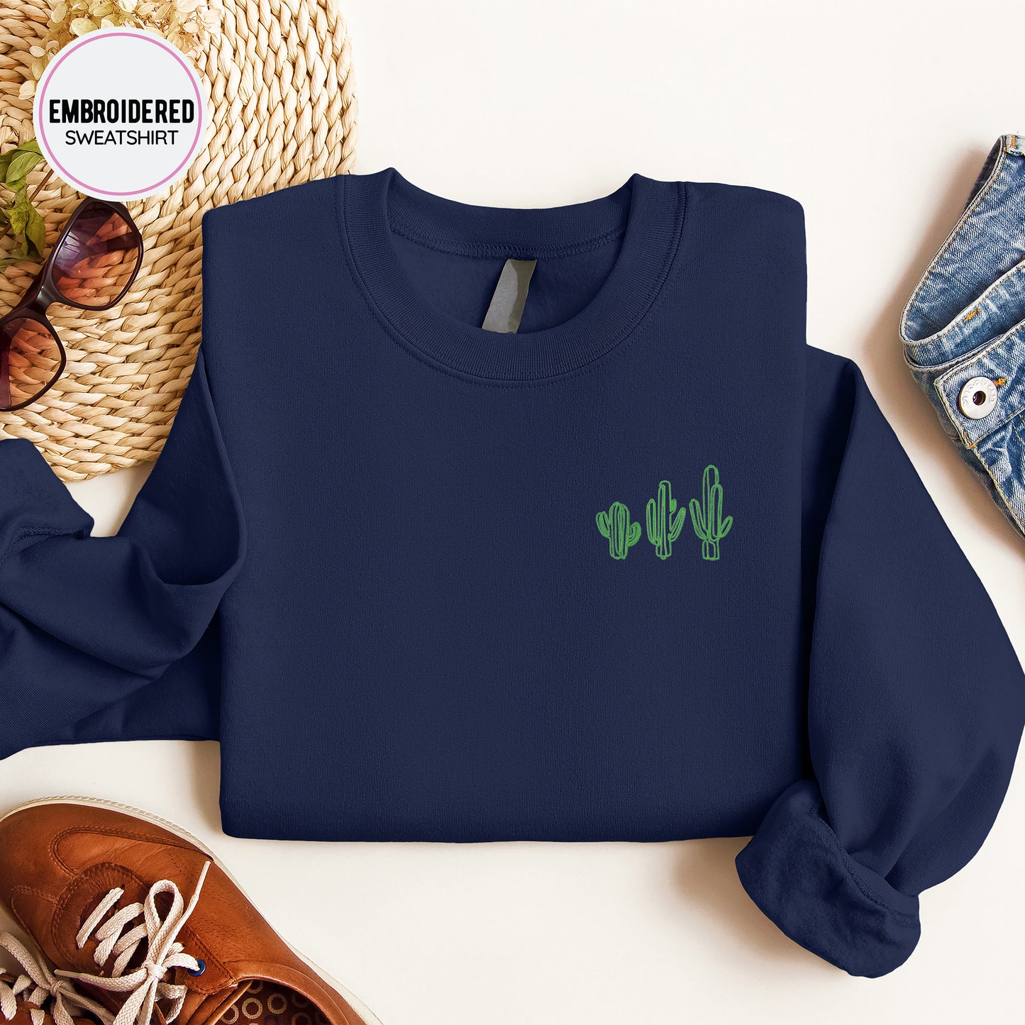 Cactus Embroidery Sweatshirt