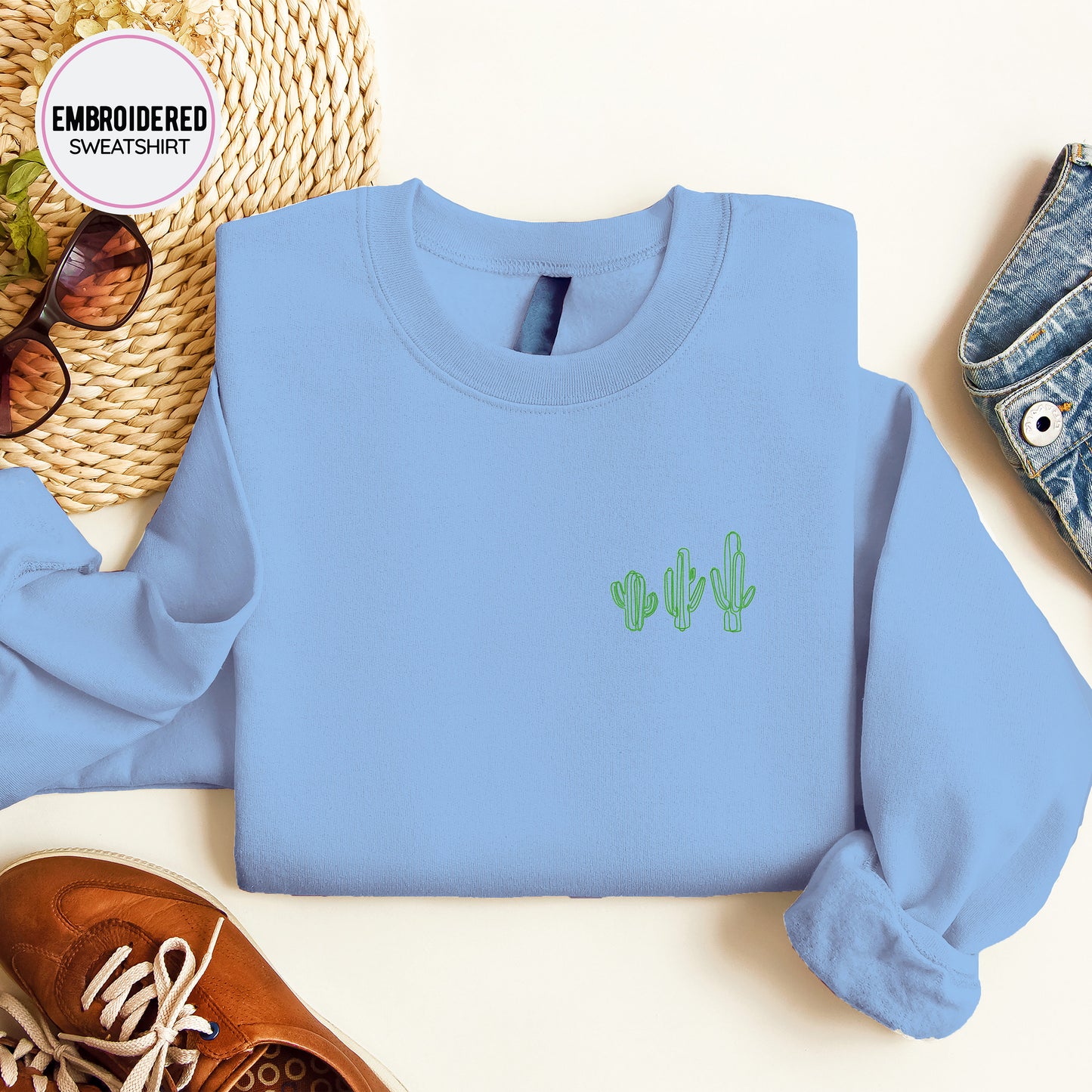 Cactus Embroidery Sweatshirt