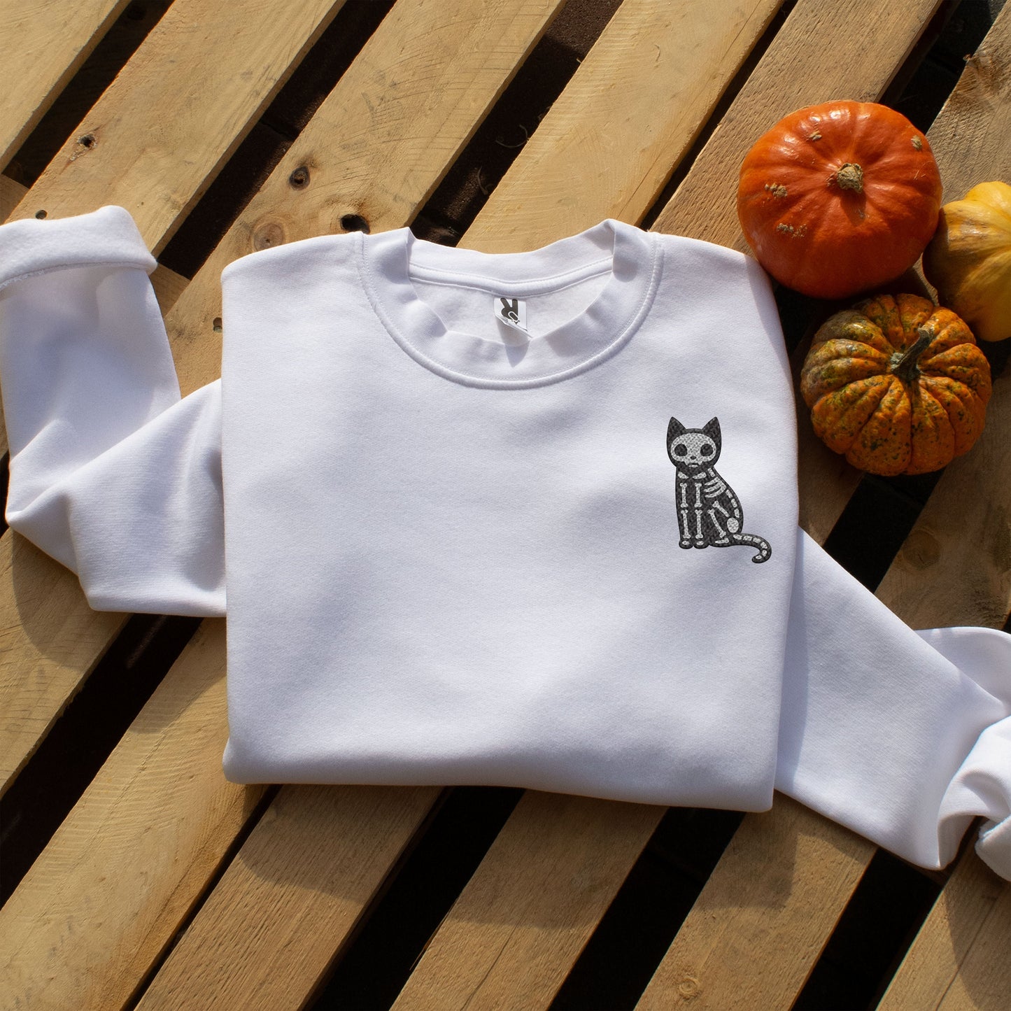 Skeleton Cat Embroidery Sweatshirt