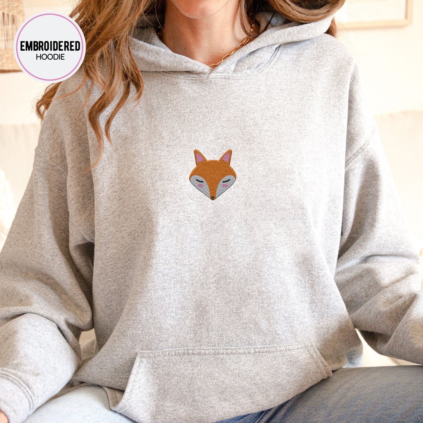 Fox Head Embroidery Hoodie