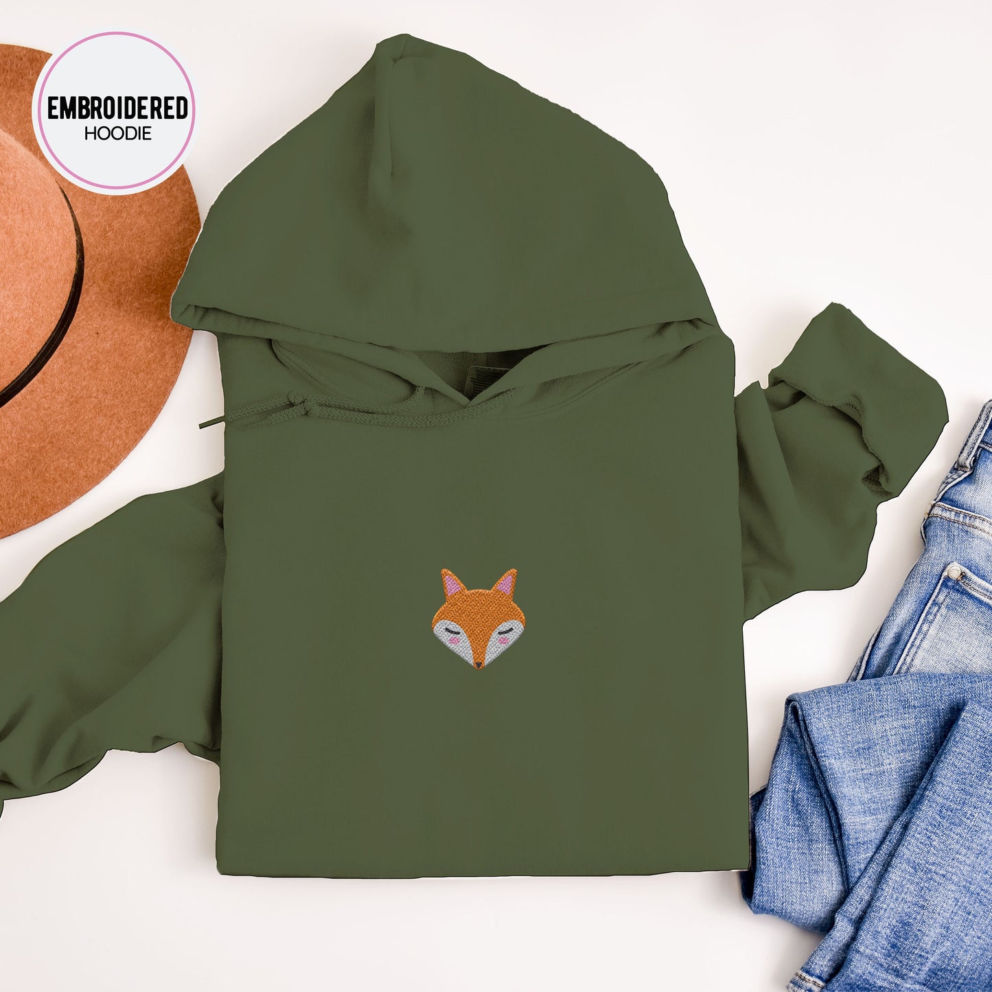 Fox Head Embroidery Hoodie