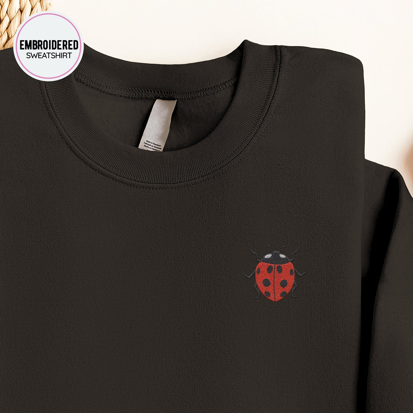 Mini Ladybug Embroidery Sweatshirt