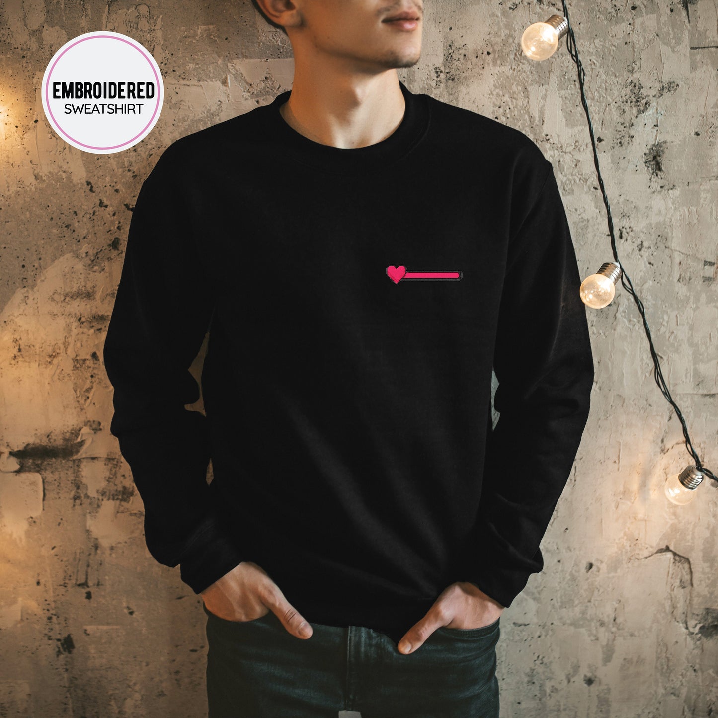 Full Gaming Heart Embroidery Sweatshirt