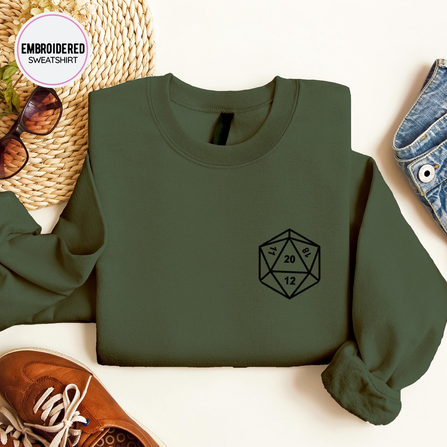 Dungeon Dice Embroidery Sweatshirt