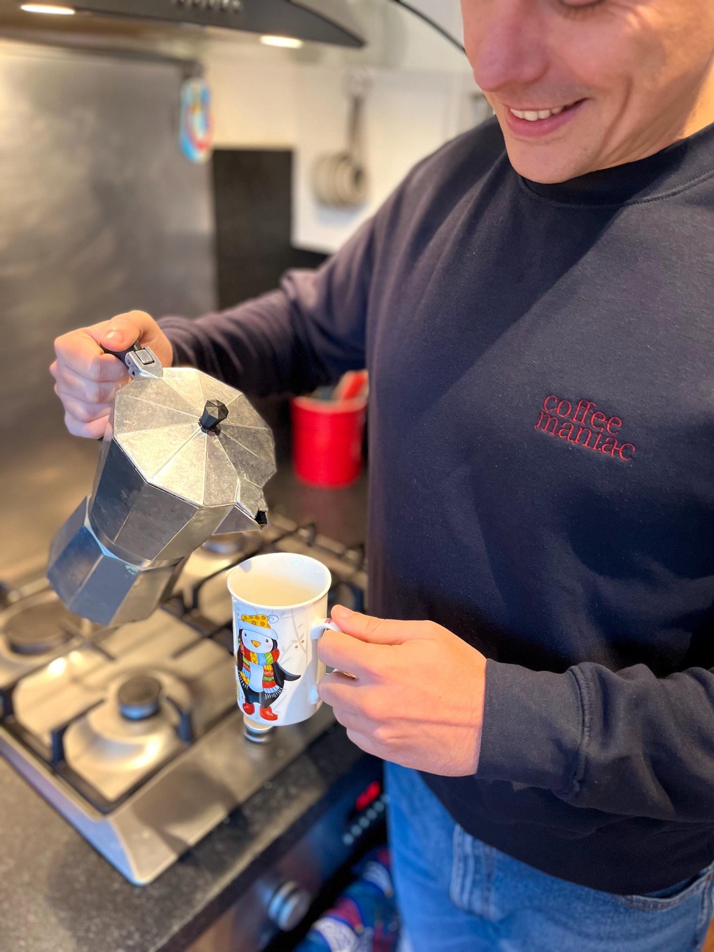 Coffee Maniac Embroidery Sweatshirt