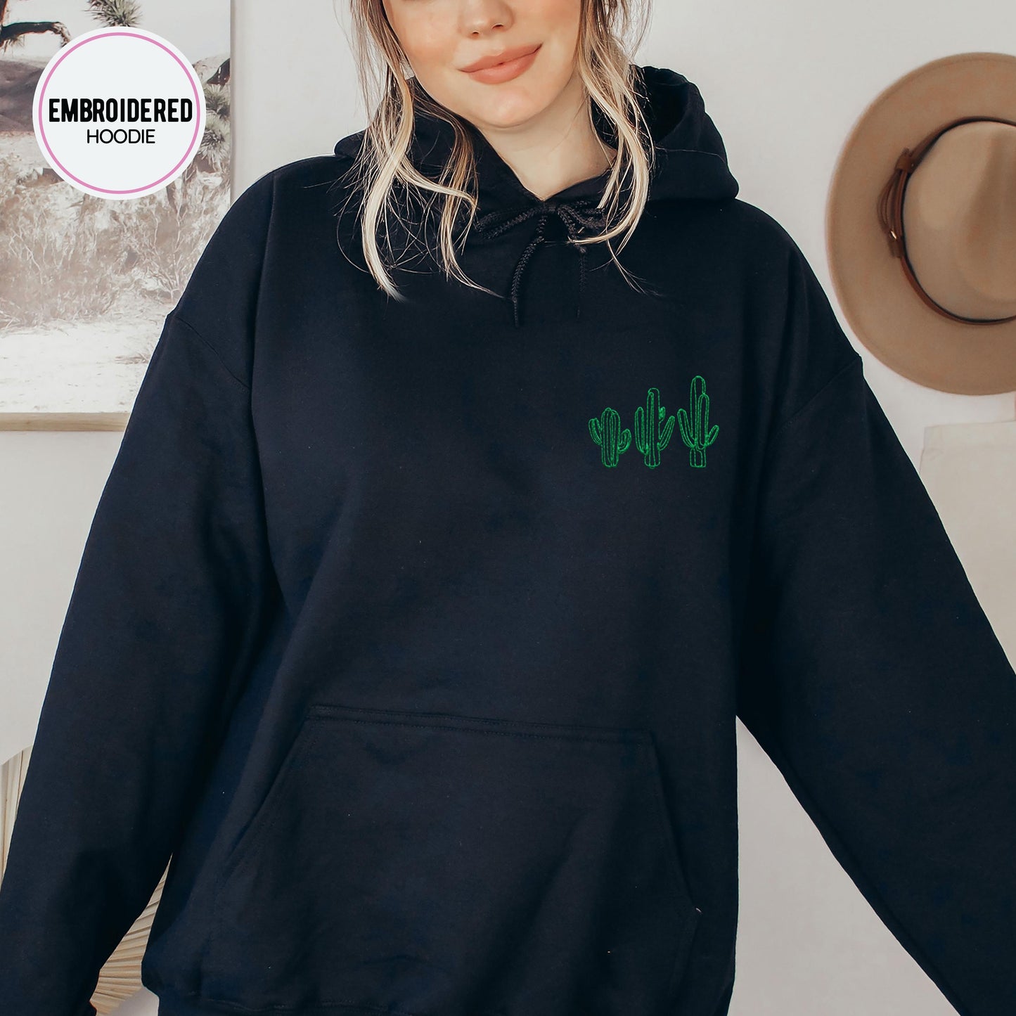 Cactuses Embroidery Hoodie