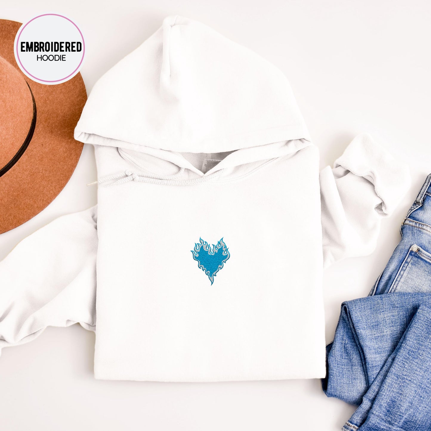 Frozen Heart Embroidery Hoodie