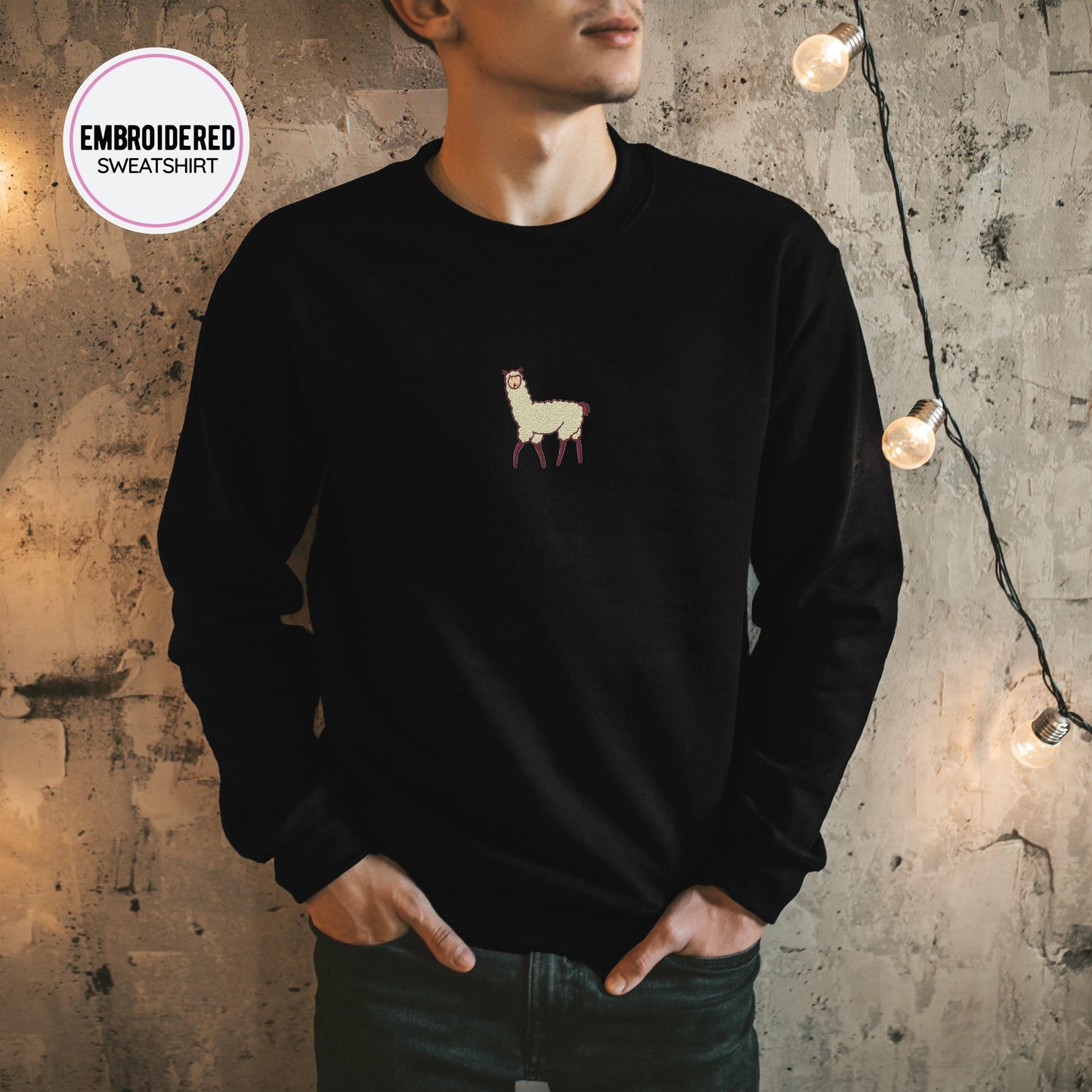 Llama Embroidery Sweatshirt