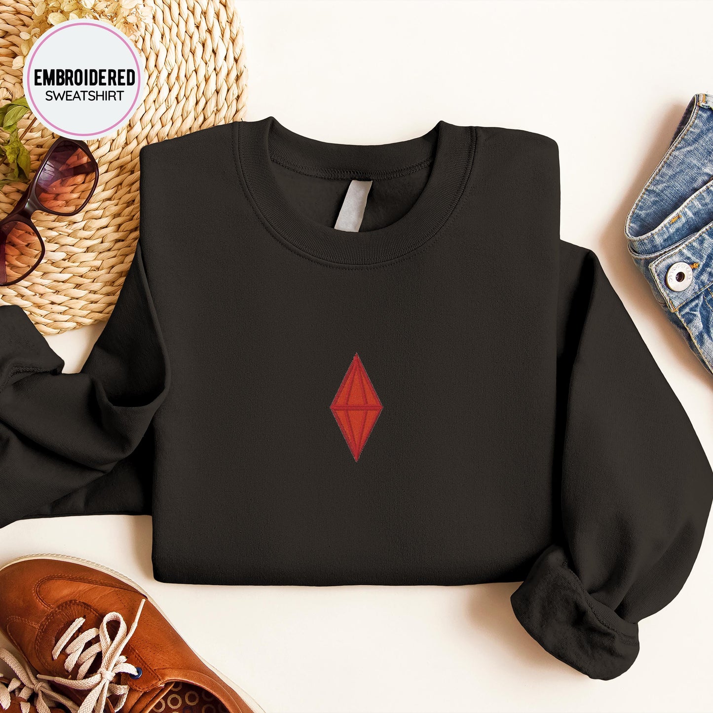 Sims Plumbob Embroidery Sweatshirt