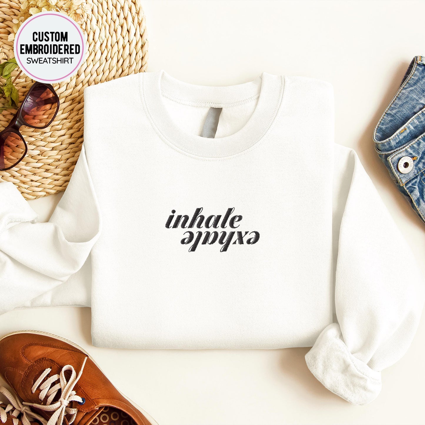 Inhale Exhale Embroidery Sweatshirt