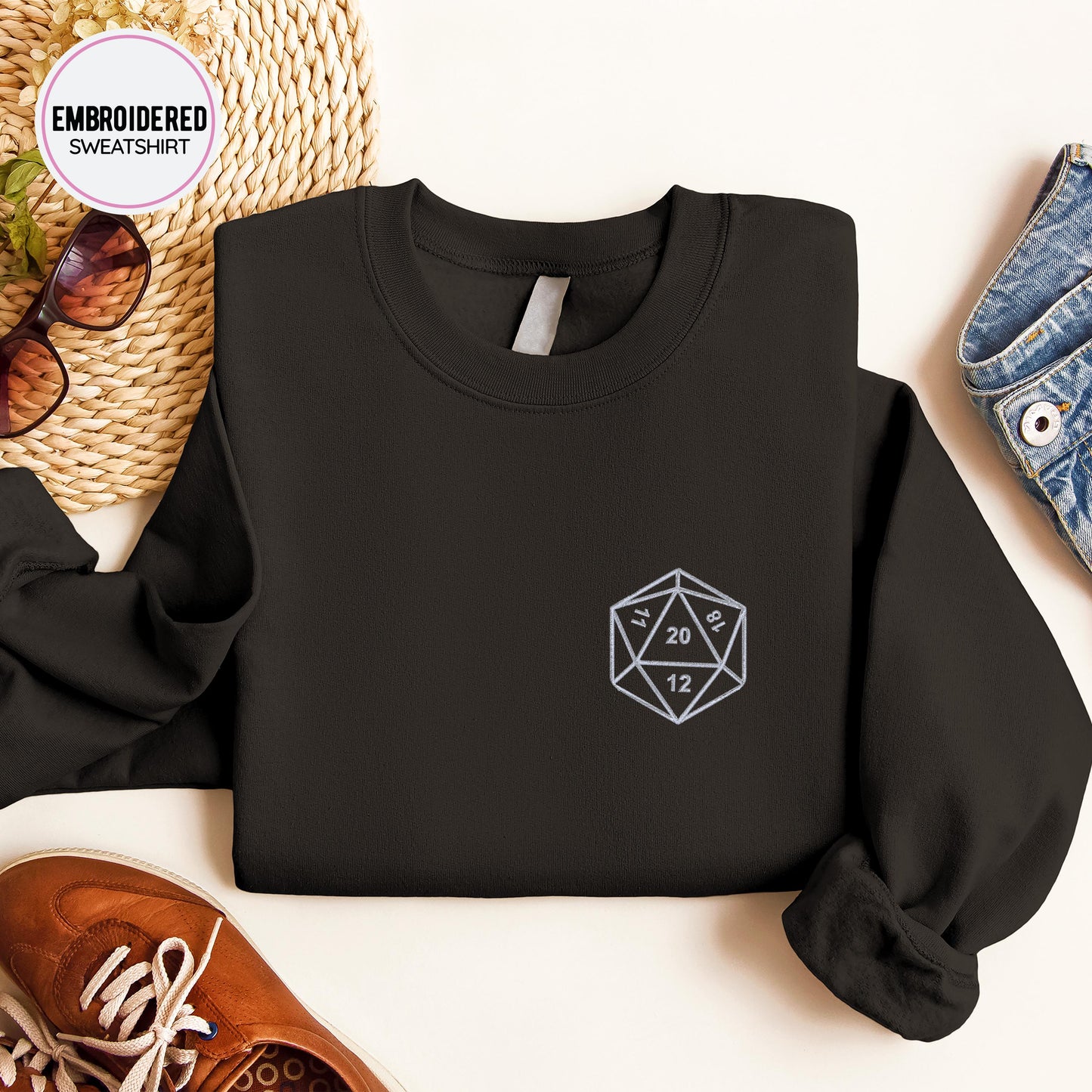 Dungeon Dice Embroidery Sweatshirt
