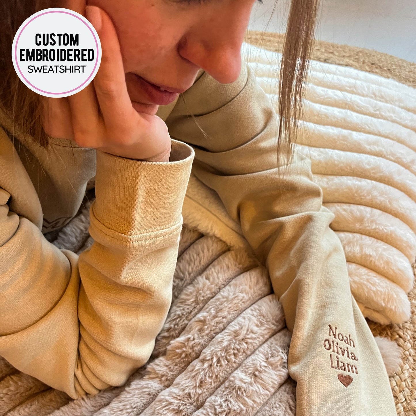 Personalised MAMA Sweatshirt with Kids Names on Sleeve