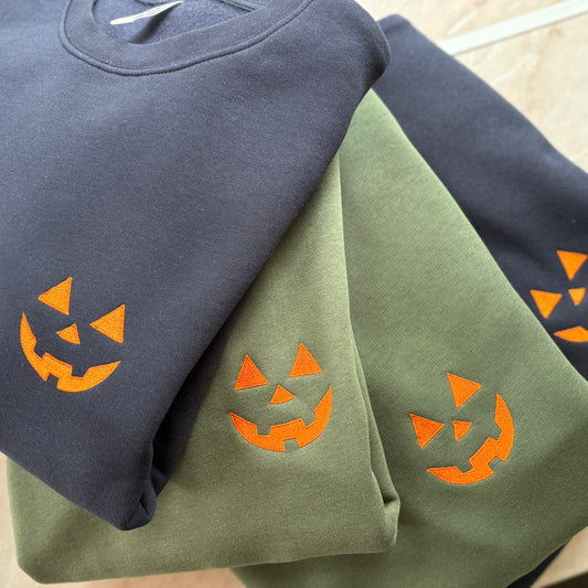 Pumpkin Face Embroidery Sweatshirt