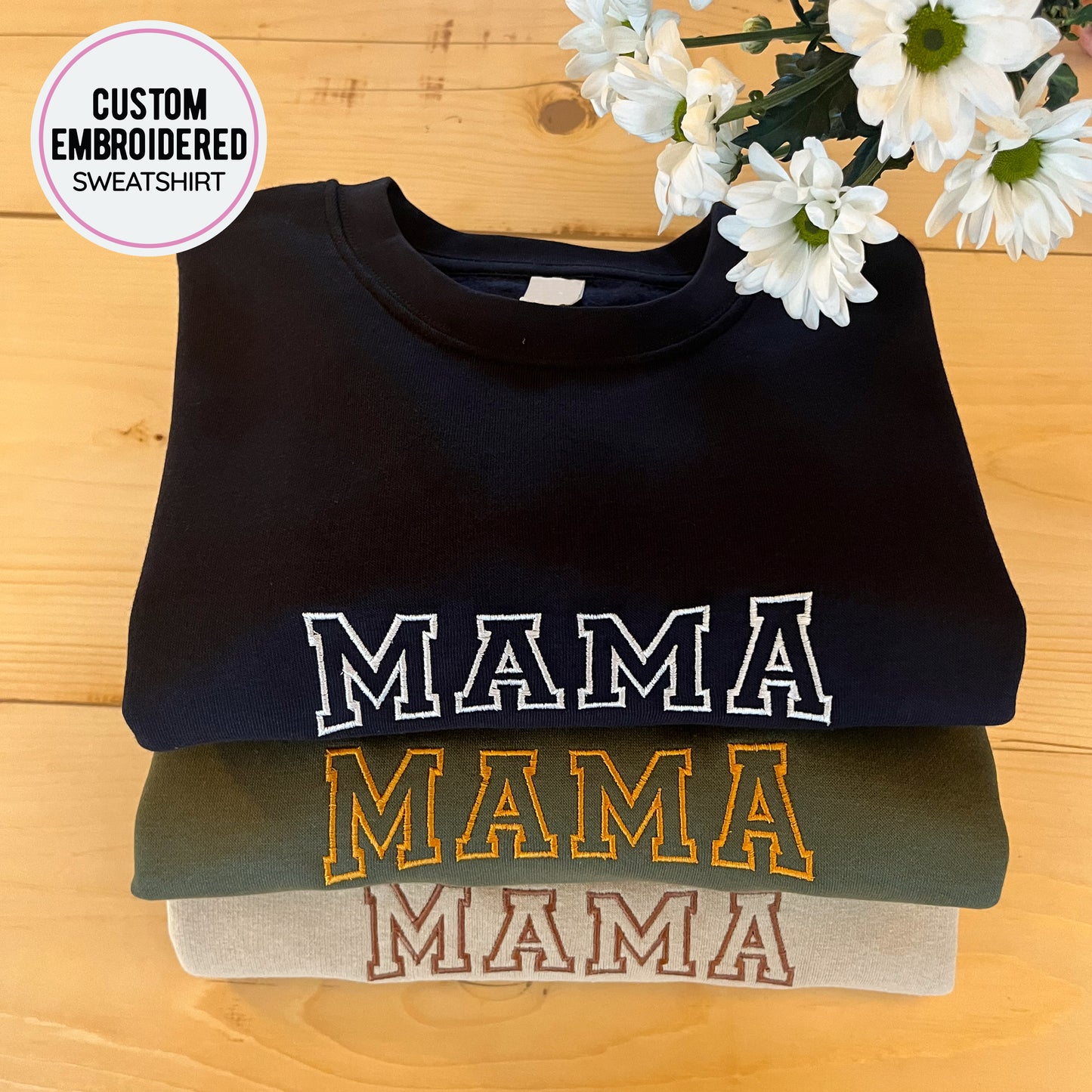 Personalised MAMA Sweatshirt with Kids Names on Sleeve