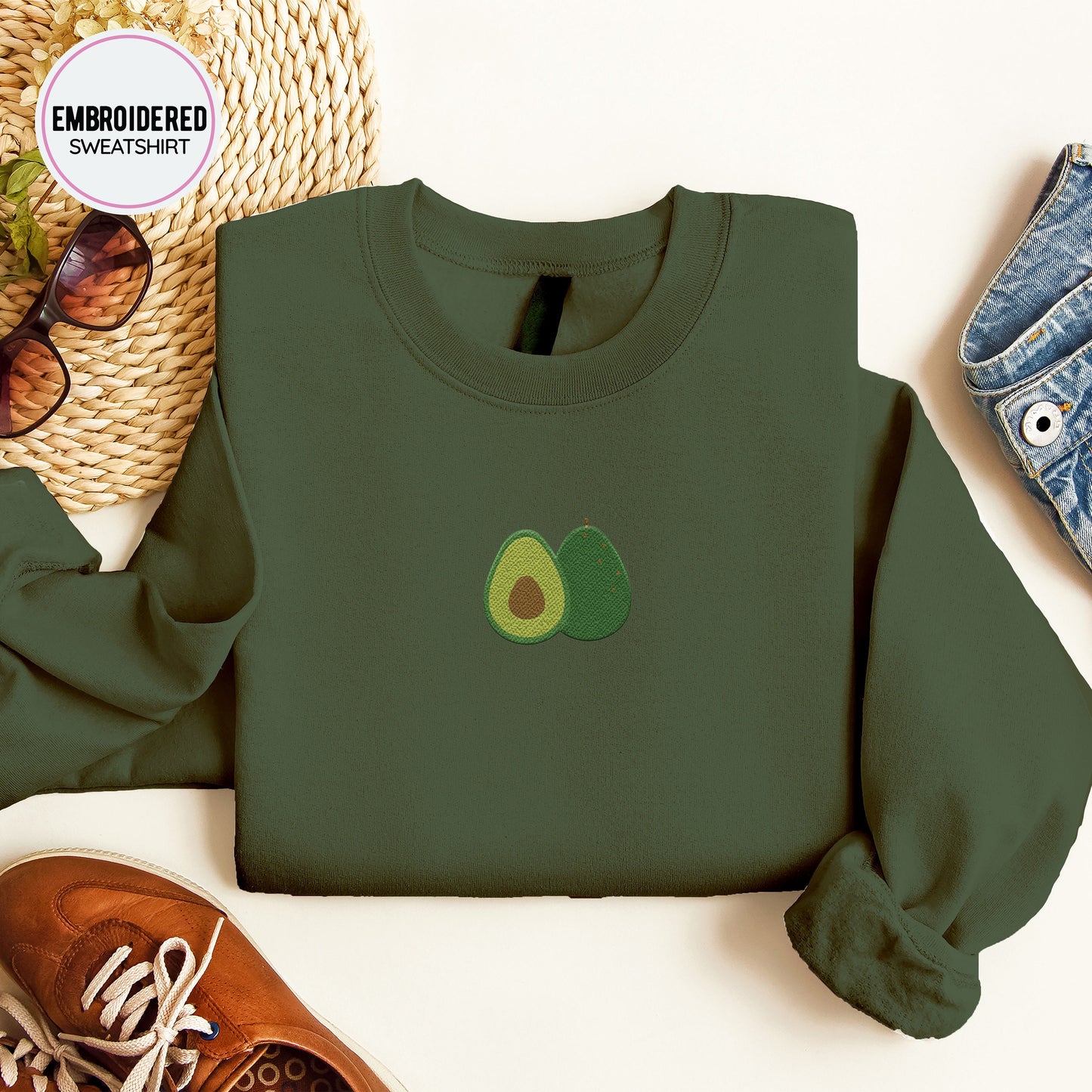 Avocado Embroidery weater