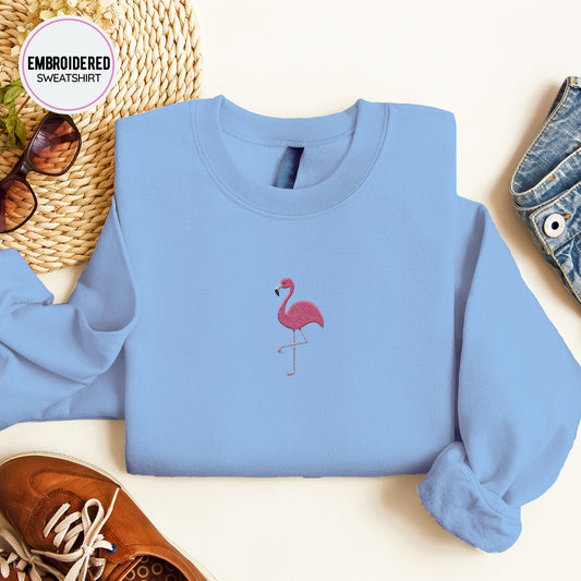 Flamingo Embroidery Sweatshirt