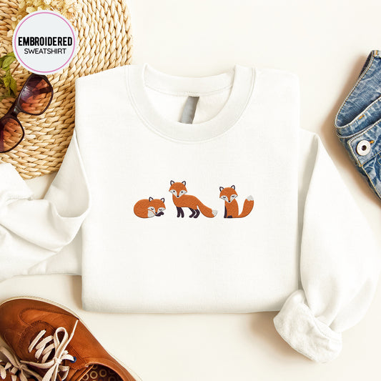 Foxes Embroidery Sweatshirt