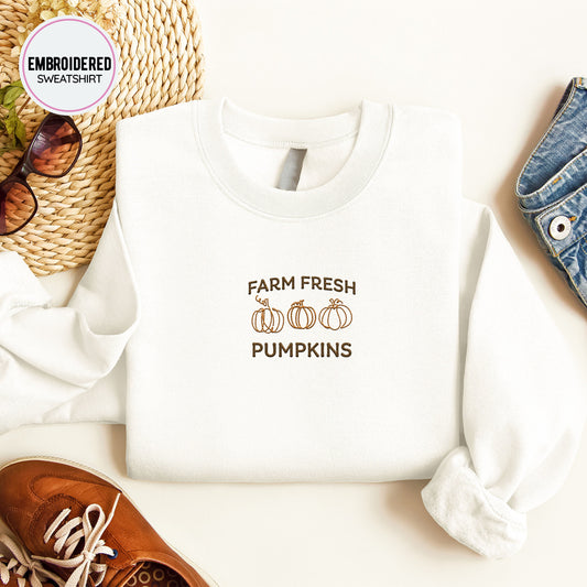 Farm Pumpkins Embroidery Sweatshirt