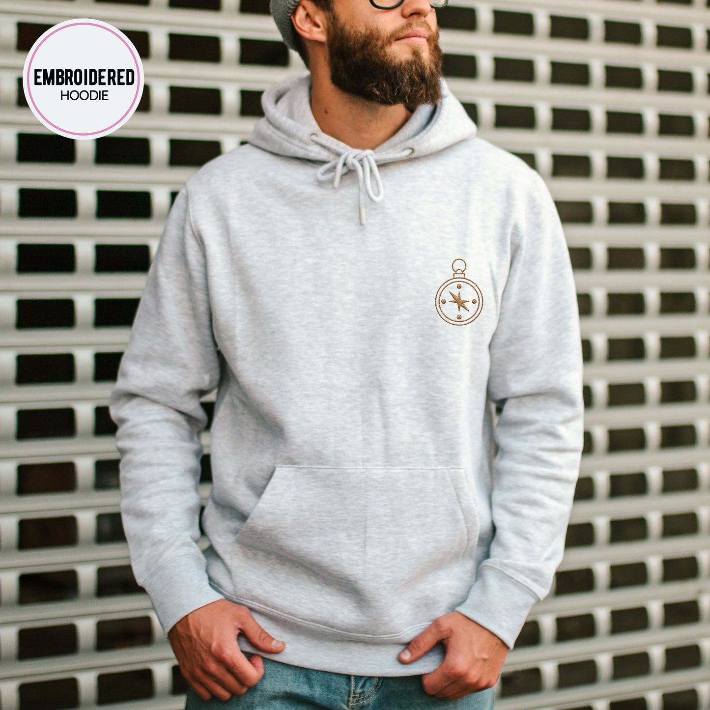 Compass Embroidery Hoodie