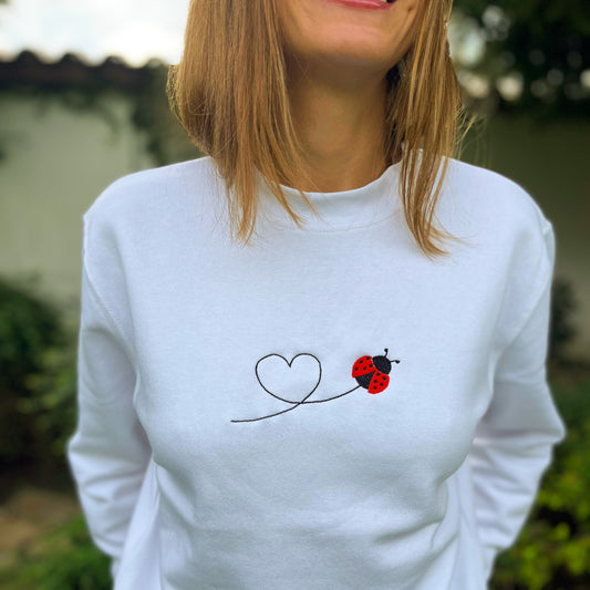Ladybug Embroidery Sweatshirt