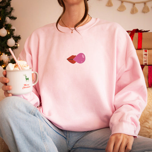 Lips Bubble Embroidery Sweatshirt
