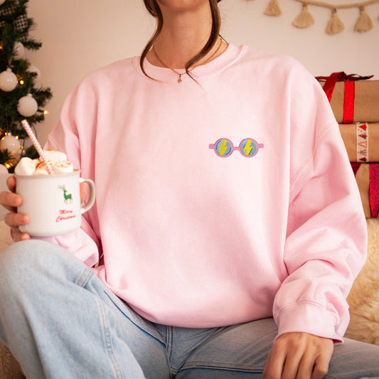 Funky Glasses Embroidery Sweatshirt