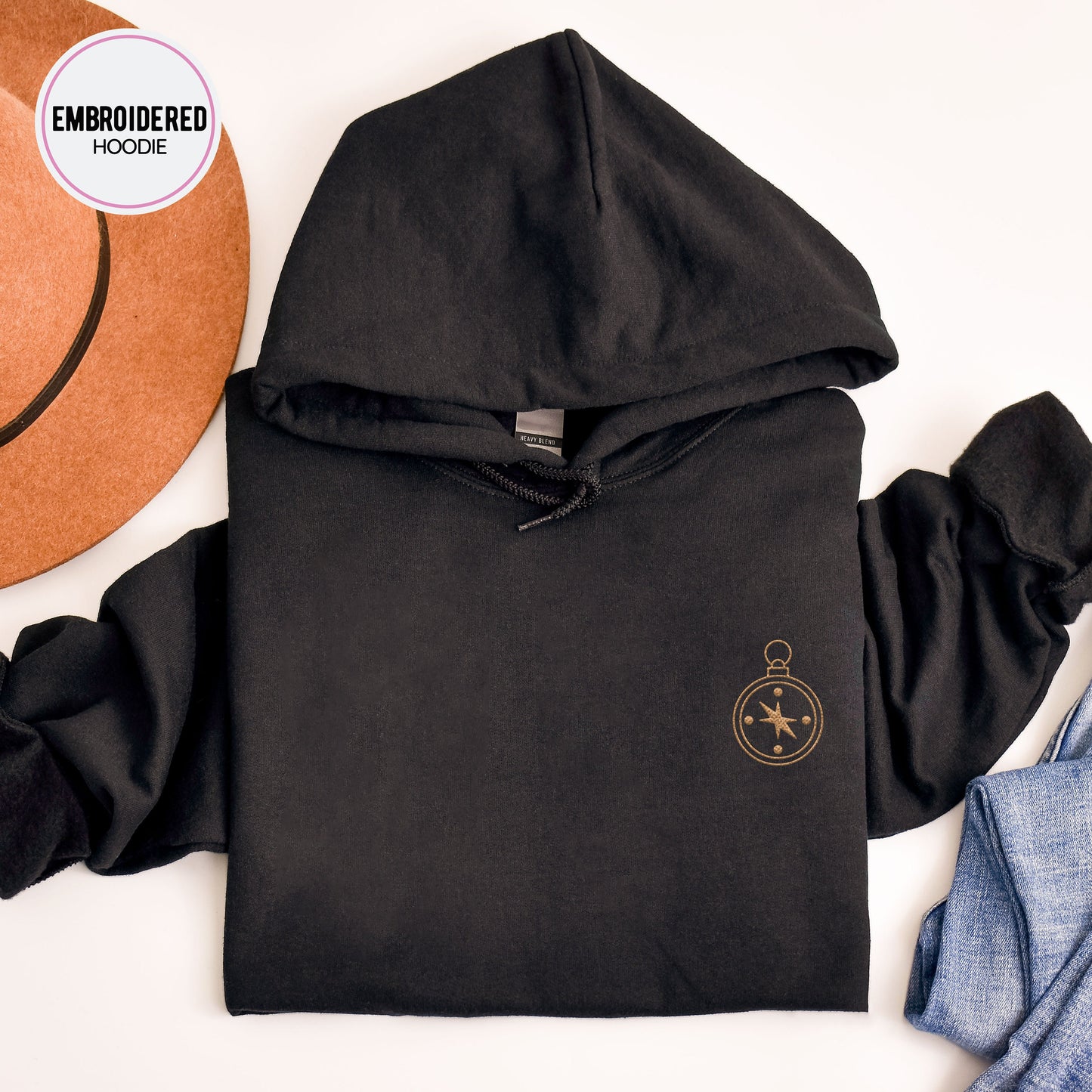 Compass Embroidery Hoodie