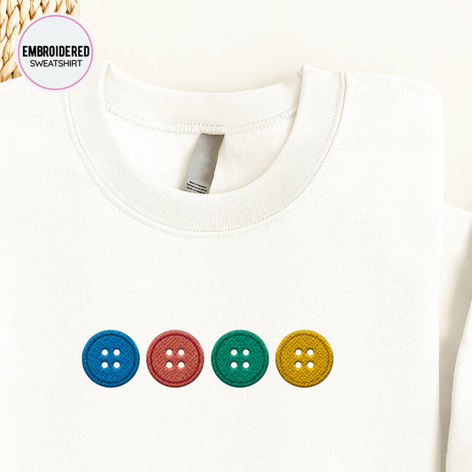Buttons Embroidery Sweatshirt