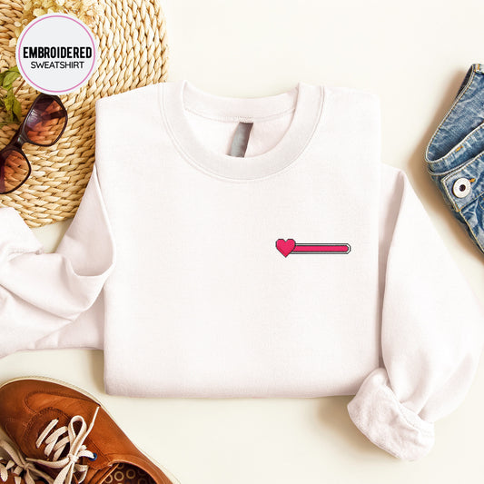 Full Gaming Heart Embroidery Sweatshirt