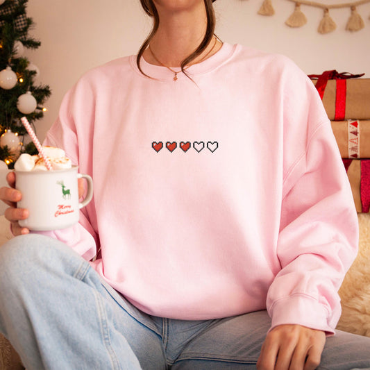 Three Full Hearts Embroidery Sweatshirt