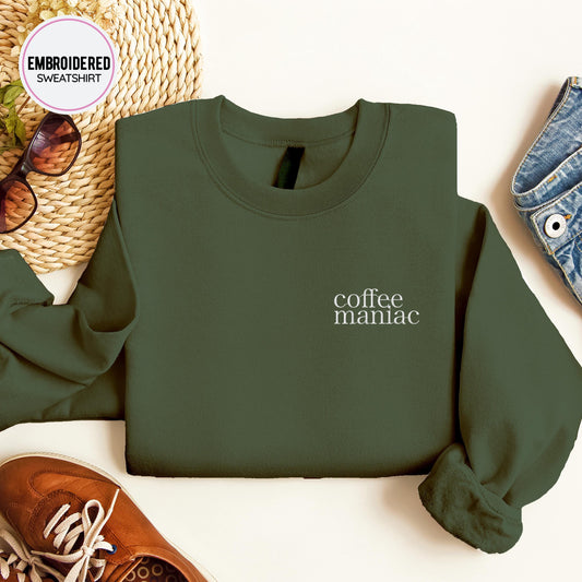 Coffee Maniac Embroidery Sweatshirt