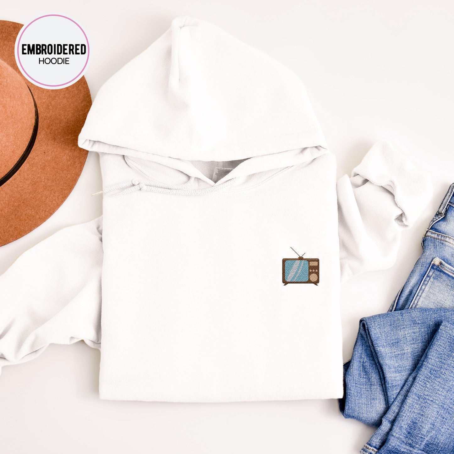 Retro TV Embroidery Hoodie