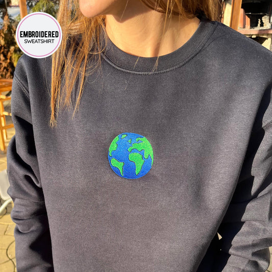 Planet Earth Embroidery Sweatshirt