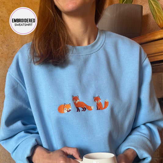 Foxes Embroidery Sweatshirt