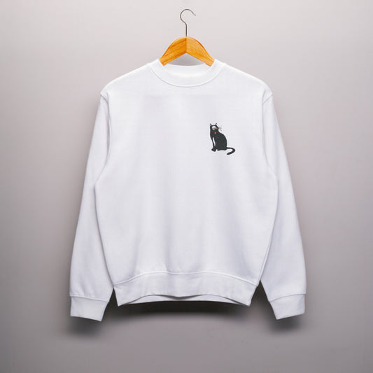 Black Cat Embroidery Sweatshirt